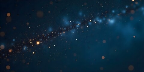 Fototapeta premium A night sky filled with twinkling stars against a dark blue background, with some blurry, glowing orbs of light visible.