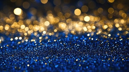 A shimmering blend of blue and gold glitter.