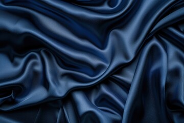 Obraz premium Draped Navy Blue Satin Fabric Texture