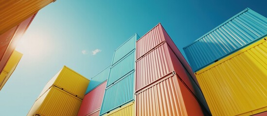 Fototapeta premium multi-colored containers against the sky
