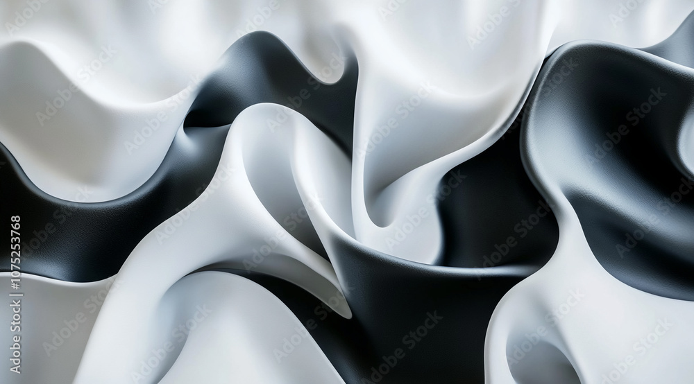 Aufkleber abstract close-up of draped black and white fabric creating a swirling pattern