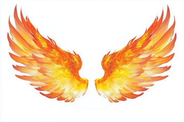 Obraz premium fiery wings on a white background