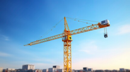 Fototapeta premium A photo of a construction crane against a clear sky.