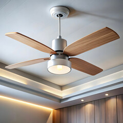 A smart ceiling fan featuring a sleek design, paired with