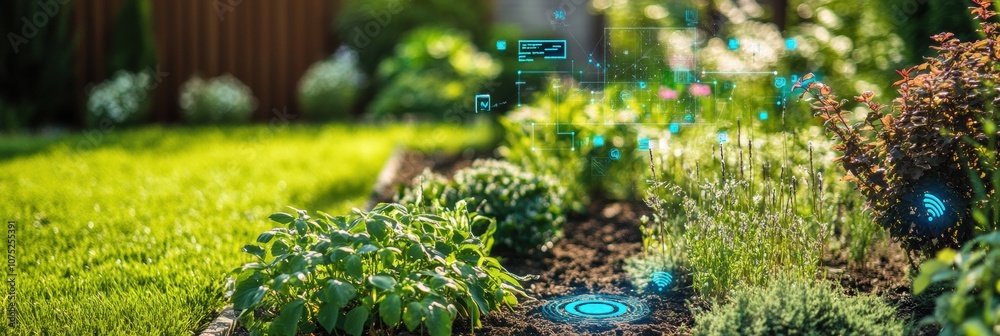 Poster This smart garden utilizes automated sprinklers and soil sensors to optimize watering and enhance the growth of various plants. Generative AI