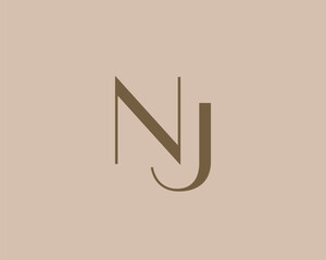 NJ letter logo icon design. Classic style luxury initials monogram.