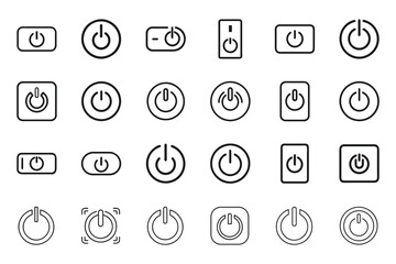 Power button icon set in line art vector