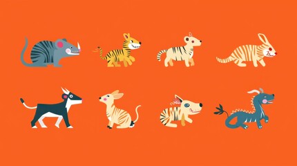 Fototapeta premium Chinese Zodiac Animal Icons