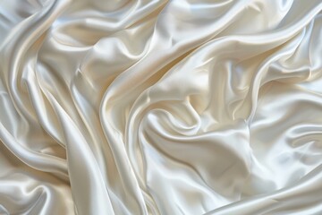 Obraz premium Draped Cream Satin Fabric with Soft Folds and Wrinkles