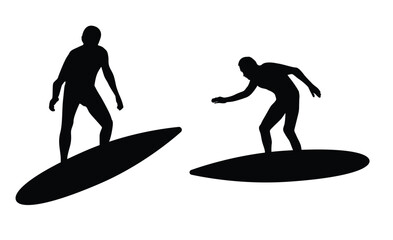 Silhouette of a Surfer Isolated on White. Sports and water summer activities vector art