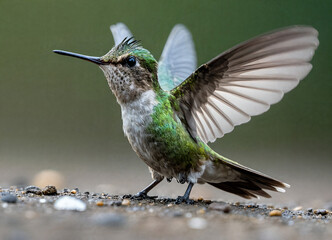 Fototapeta premium Capturing the Essence: A Cinematic Portrait of a Swift Hummingbird in Bewildered Confusion Amidst Sweltering Heat