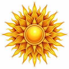 A sun symbol, often depicted with rays extending