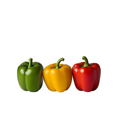 Green, yellow and red bell pepper transparent background