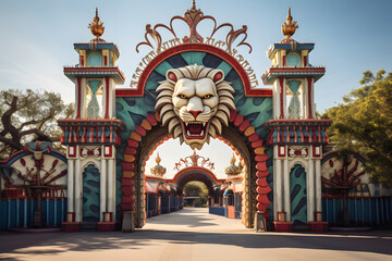 Fototapeta premium photo of a gate to a festival, festival entrance 