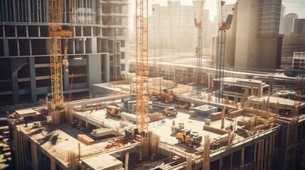 A photo of a construction site with a focus on building