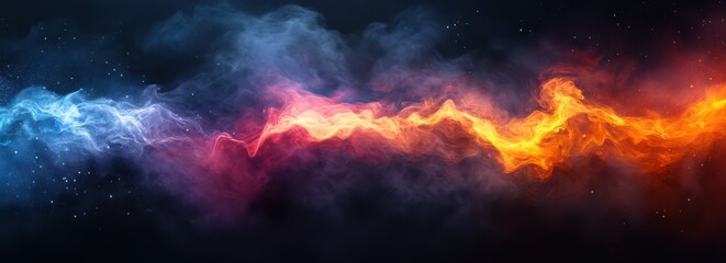 Captivating fire of colorful smoke isolate on black background