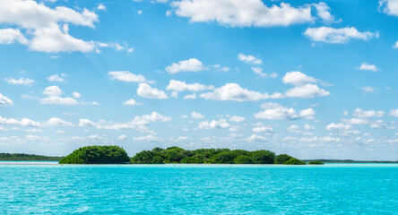 Laguna de Bacalar Lagoon in Mayan Mexico at Quintana roo