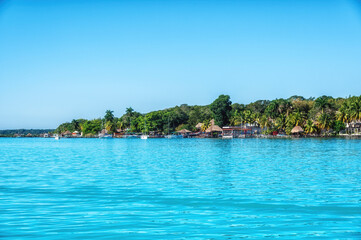 Coast of Bacalar Lagoon in Mexico