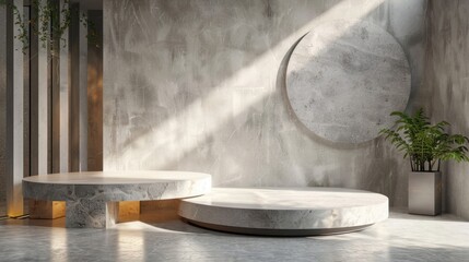 Marble Minimalism: Sunlit Concrete Stage 