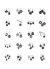 set of christmas decoration icons, party ornaments, 