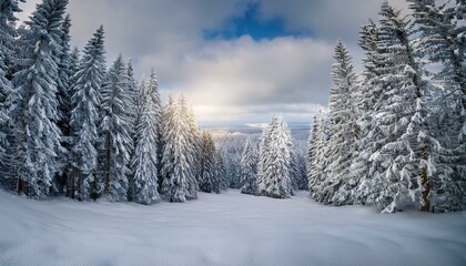 Obraz premium In the snowy mountains, the night sky sparkles with stars. 