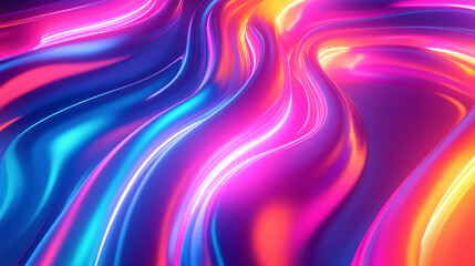 Fototapeta premium Psychedelic swirl of bright colors, wavy shapes, energetic and positive mood, abstract design, fluid textures, neon accents on clean white background, vibrant 3D look