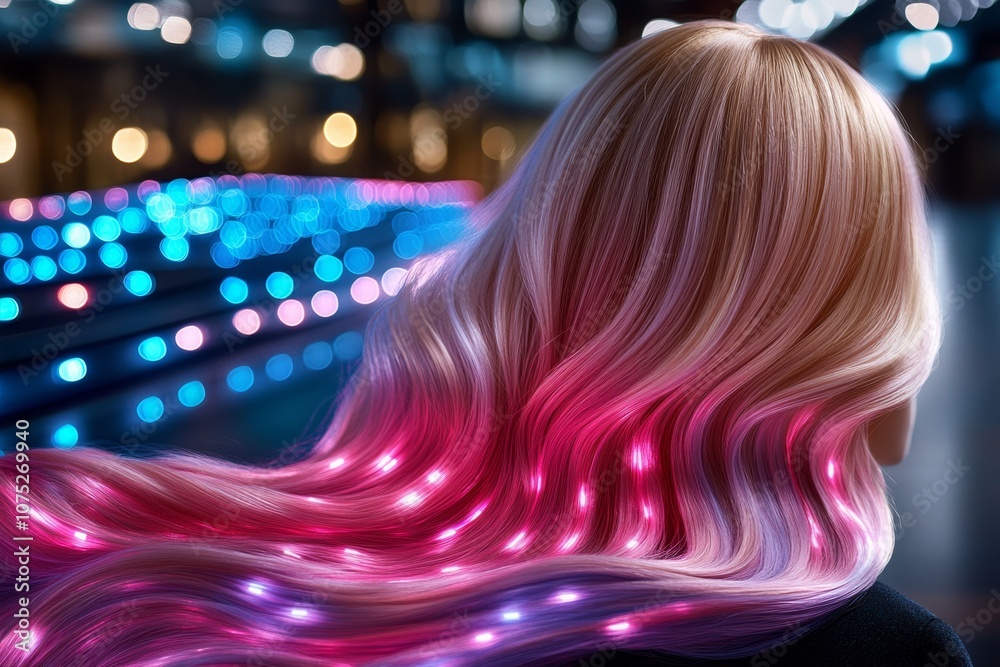 Poster a pixel art hairstyle with tiny pixelated strands and bright colors, styled like a retro video game 