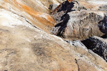 Environmental pollution from clay mining. View from above. Martian landscape