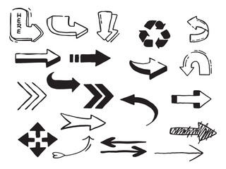 arrow line icon set hand drawn illustration