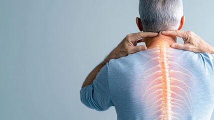 Body illustration with chronic nerve weakness, muted glow, pinched nerves, weakness, chronic