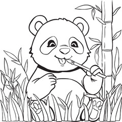 cute panda coloring book illustration