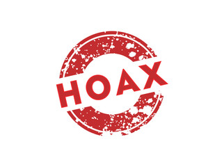 Hoax rubber stamp icon. Grunge style texture. Red vintage seal. Aged and damaged sticker label.  hoax sign. Isolated on white background. Vector