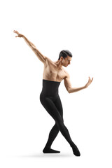 Man in black tights dancing ballet