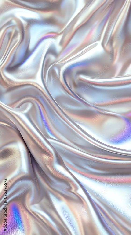 Poster abstract iridescent fabric with soft, flowing folds and a shimmering sheen.