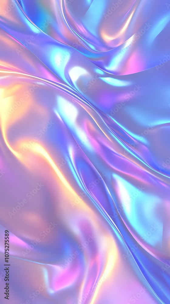 Poster abstract iridescent background with flowing, dynamic, and colorful liquid-like textures.