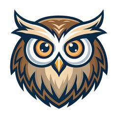 Obraz premium Bold and Colorful Cartoon Owl Illustration With Striking Eyes and Intricate Feather Details