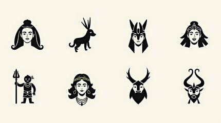 Ancient Deities Icons from Various Cultures