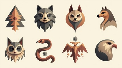 Shamanic Animal Spirit Icons: Bear, Wolf, Owl