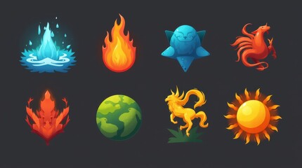 Icons Representing Gods of Nature and Elements