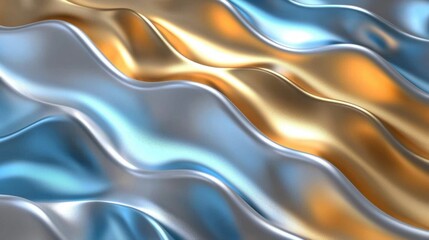 Obraz premium Abstract waves of metallic colors create a dynamic, fluid visual effect.