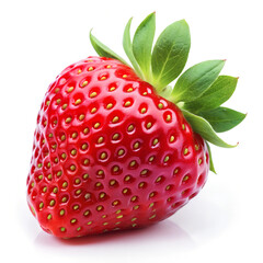 Perfectly Fresh Strawberry on White Background – High-Quality Stock Image