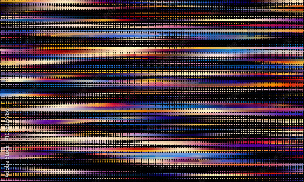 Poster Abstract halftone pattern with horizontal blurry lines for modern dynamic designs. Retro inspired dotted pattern with fade effect