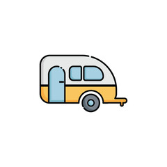 Caravan Icon Vector. Lineal or Linear Color.