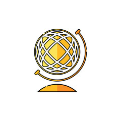 Earth Globe Icon Vector. Lineal or Linear Color.