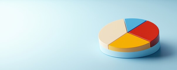 Colorful pie chart on blue background for data visualization and analysis.