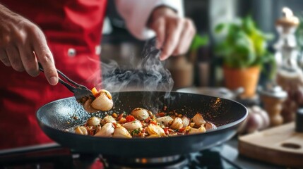 He roasted garlic until it became soft and caramelized, enhancing the dish with its sweet aroma