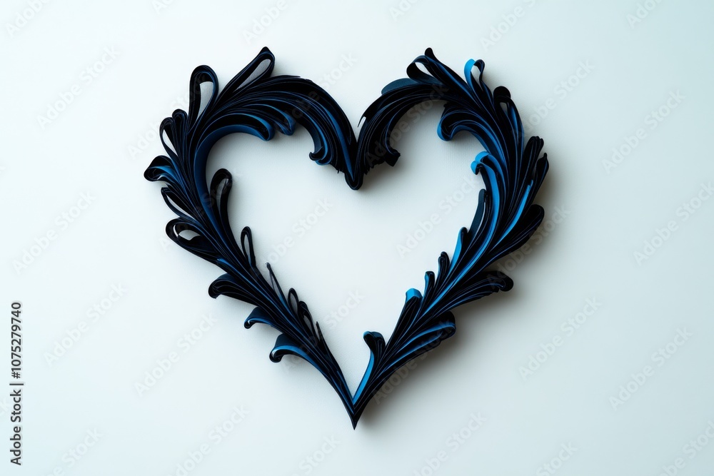 Poster minimalist outline of a heart shape, drawn with a single clean line on a white background