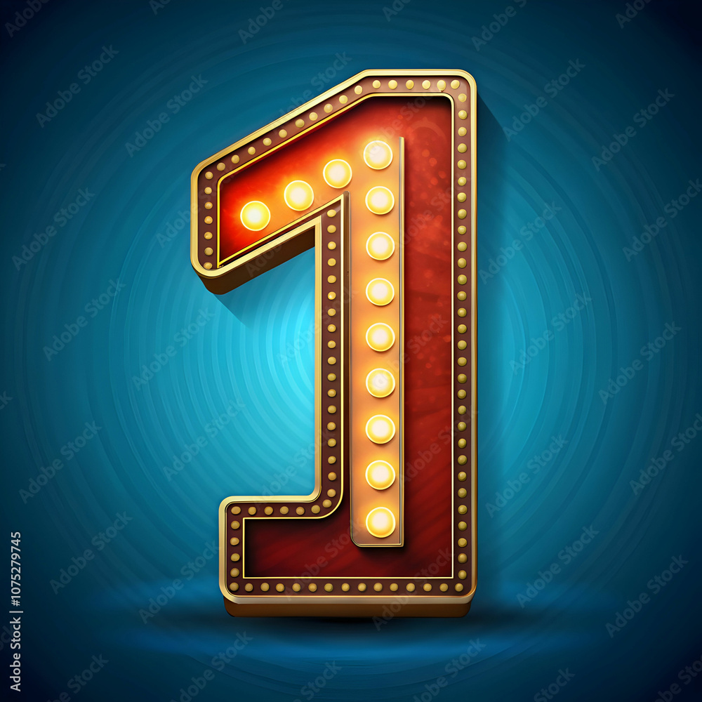Fototapete A retro-style vector illustration of a signboard displaying the number 