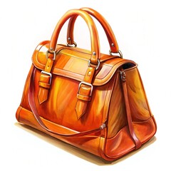 Orange women's bag isolated on a white background