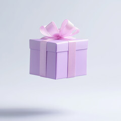Fototapeta premium A beautiful floating purple gift box adorned with a delicate ribbon, perfect for celebrations and special occasions.